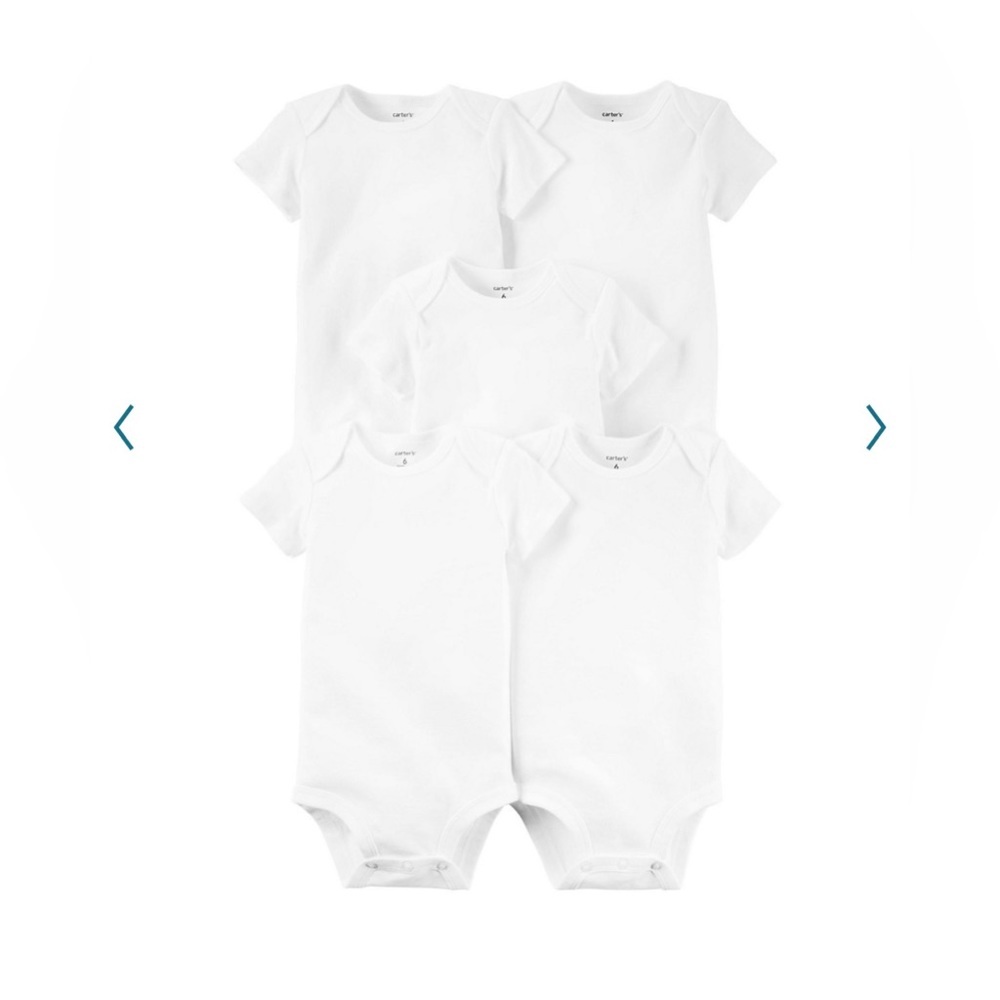 NWT bundle of 5 Carters white onesies 6 months